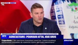 Revendications des agriculteurs: "Ce qu'on veut, c'est obtenir un échéancier clair", indique Yohann Barbe (président de l'Union des producteurs de lait des Vosges/FNSEA)