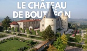 Vu aérienne du Château de Bouthéon : histoire et restauration d'un monument historique