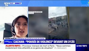 Violences devant un lycée à Cachan: "Nous ne pouvons pas adhérer à un mouvement de personnes habillées de noir" déclare Diane Merlin, présidente de la FCPE de l'établissement