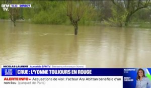 Crues dans l'Yonne: l'eau continue de monter à Brienon-sur-Armançon