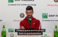 Roland-Garros - Djokovic : "J'espère que je pourrai encore faire un grand parcours"