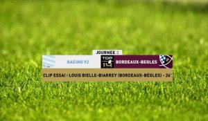 TOP 14 - Essai de Louis BIELLE BIARREY (UBB) - Racing 92 - Union Bordeaux-Bègles