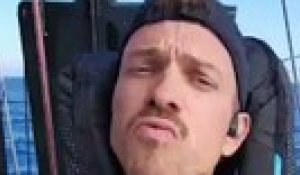 Mathieu Blanchard improvise une séance de course sur le pont de son bateau - Voile - Transat Café L'Or