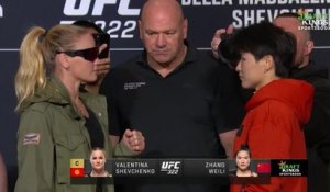 UFC 322 - Le face-à-face entre Shevchenko et Weili avant leur super-fight