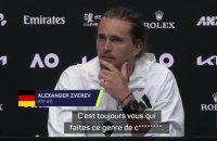 Open d'Australie - Zverev recadre un journaliste qui lui posait des questions sur sa vie privée