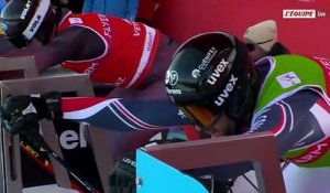 Melvin Tchiknavorian sur le podium du 2e skicross à Veysonnaz - Skicross - Coupe du monde - Veysonnaz