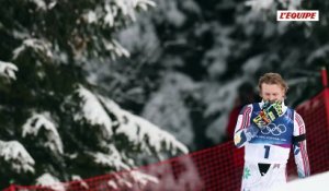 La détresse d'Atle Lie McGrath après l'erreur qui lui coûte cher lors de la deuxième manche du slalom - Jeux Olympiques - Ski alpin (H)