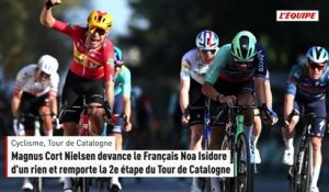 Magnus Cort Nielsen devance le Français Noa Isidore d'un rien et remporte la 2e étape du Tour de Catalogne - Cyclisme - Tour de Catalogne