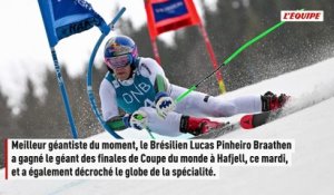 Le Brésilien Lucas Pinheiro Braathen remporte le globe du géant en Coupe du monde - Ski - Coupe du monde (H)