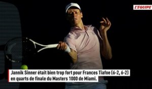 Jannik Sinner surclasse Frances Tiafoe et se qualifie pour les demi-finales à Miami - Tennis - Miami