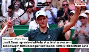 Sinner reprend ses habitudes et se défait en deux sets de Félix Auger-Aliassime en quarts de finale à Monte-Carlo - Tennis - Monte-Carlo