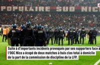 Nice sanctionné de deux matches à huis clos - Foot - Ligue 1