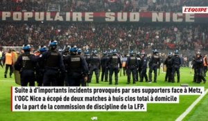 Nice sanctionné de deux matches à huis clos - Foot - Ligue 1