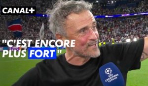 Ligue des champions - La joie de Luis Enrique avant la remise de la coupe