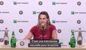 Roland-Garros - Sabalenka se réjouit du retour de Serena Williams