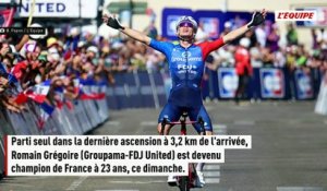 Romain Grégoire réalise son rêve en devenant champion de France sur le circuit punchy de la Tour du Pin - Cyclisme - Championnat de France