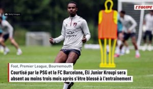 Courtisé par le PSG et le FC Barcelone, Éli Junior Kroupi sera absent au moins trois mois après s'être blessé à l'entraînement - Foot - Premier League - Bournemouth