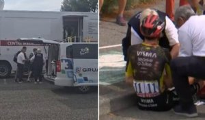 Tour de France 2026 – Jonas Vingegaard quittant l'ambulance après sa chute et son abandon