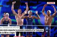 Le relais mixte empoche la première médaille d'or française sur 4x100 m 4 nages - Natation - Championnats d'Europe