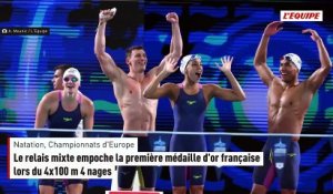 Le relais mixte empoche la première médaille d'or française sur 4x100 m 4 nages - Natation - Championnats d'Europe