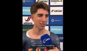 Championnats d'Europe UEC 2026 - Hector Alvarez après sa victoire sur le chrono U23 Femmes