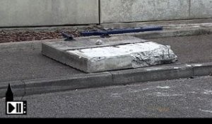 Chute d'un bloc de beton
