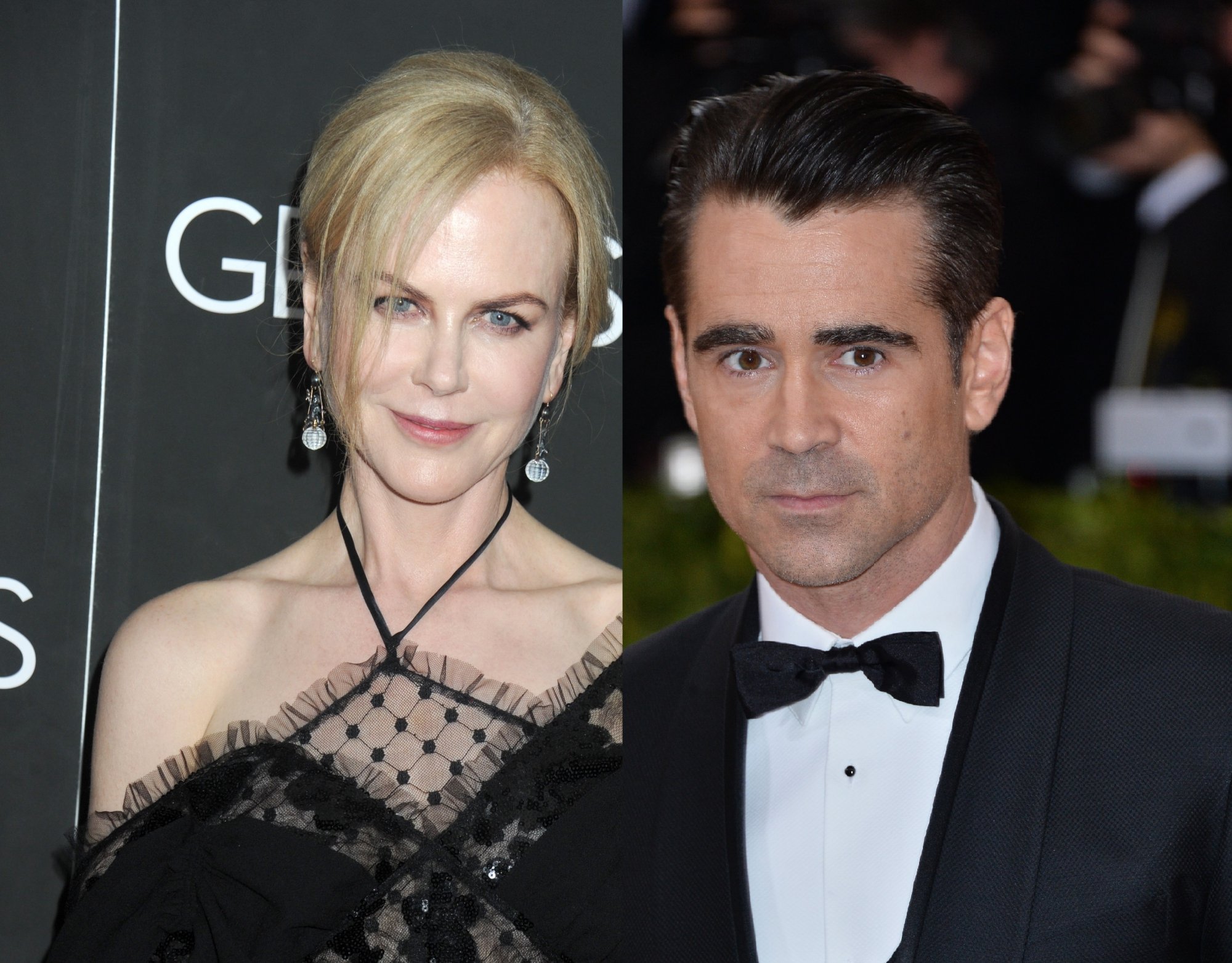 Nicole Kidman à la première new-yorkaise de Genius au Moma en 2016 et Colin Farrell lors d'un gala de charité au Met de New York en 2016