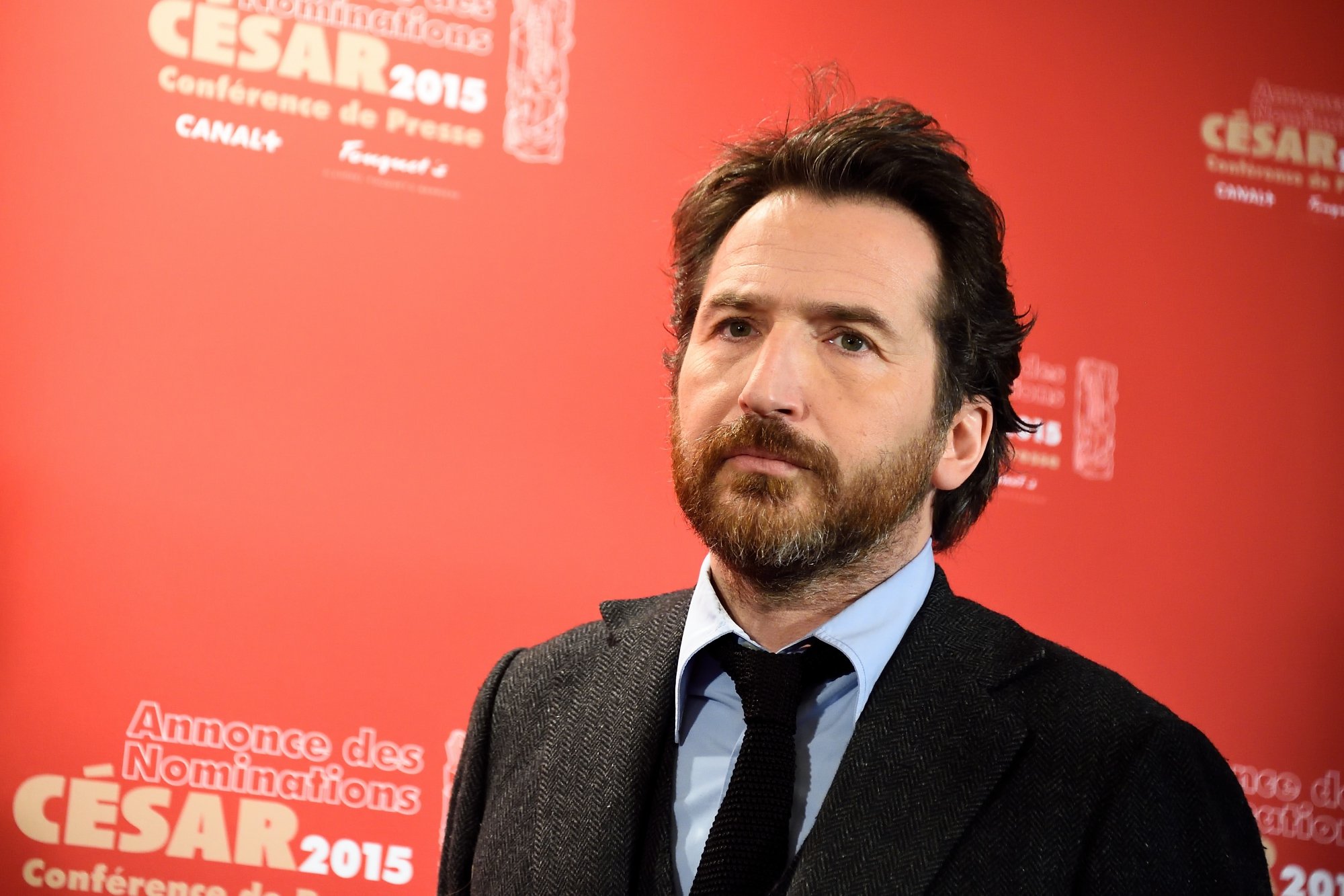 Edouard Baer se rendant à la conférence de presse de la Cérémonie des César à Paris, le 28 janvier 2015.