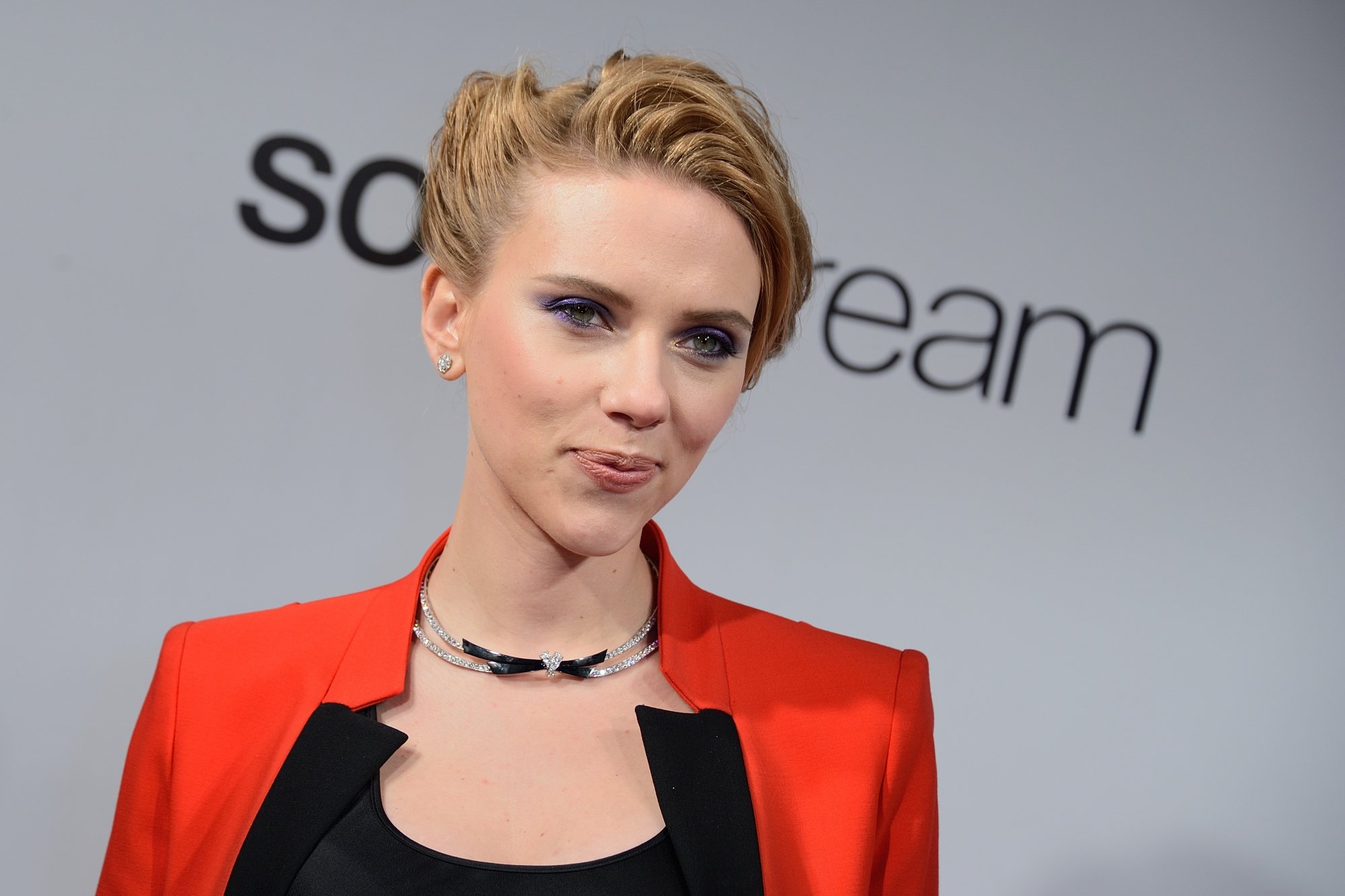 Scarlett Johansson à l'avant-première parisienne de Captain America - Le Soldat de l'hiver en 2014