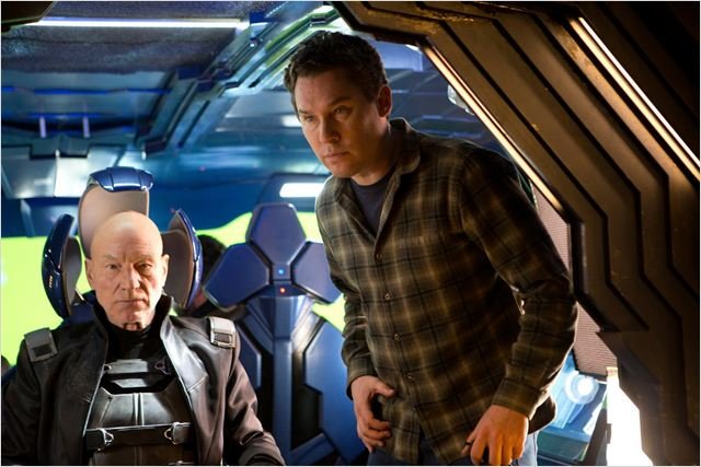 Patrick Stewart et Bryan Singer sur le tournage de X-Men : Days of Future Past