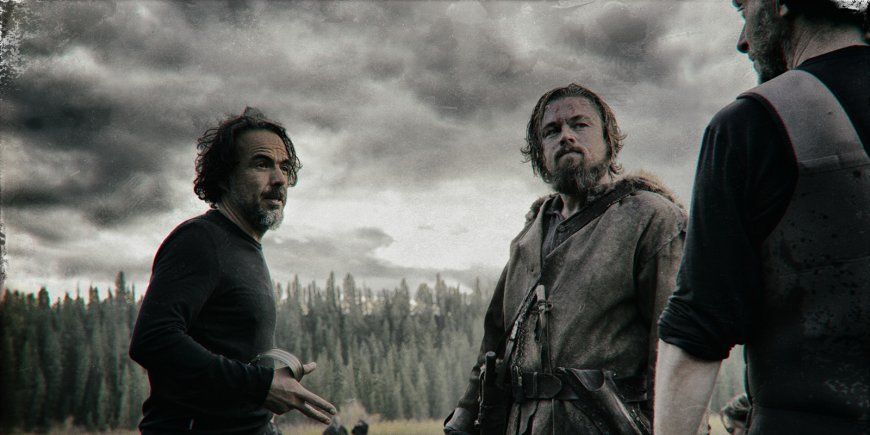 Alejandro Gonzalez Inarritu et Leonardo DiCaprio sur le plateau de The Revenant