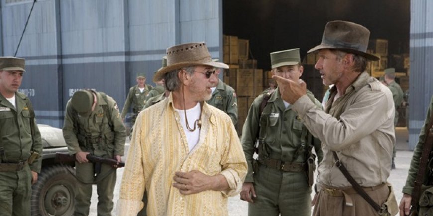 Harrison Ford et Steven Spielberg sur le tournage de 