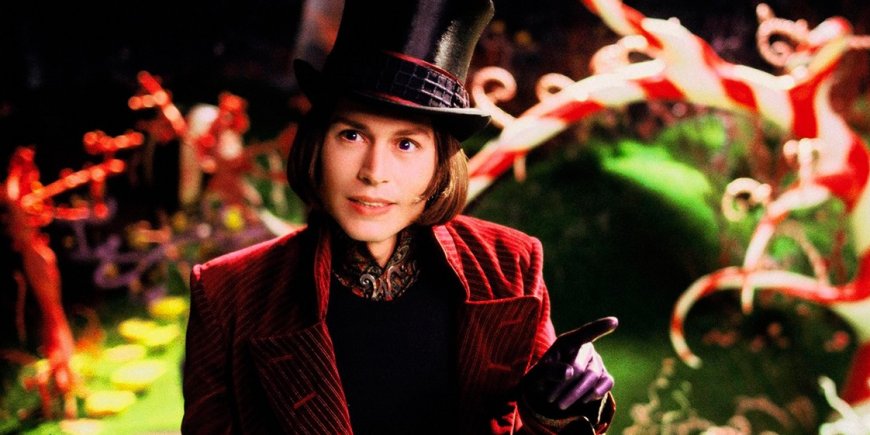 Johnny Depp dans le costume de Willy Wonka pour 
