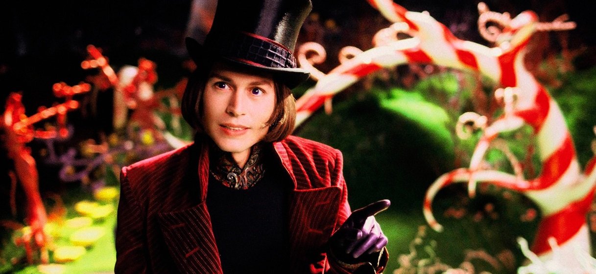 Johnny Depp dans le costume de Willy Wonka pour 