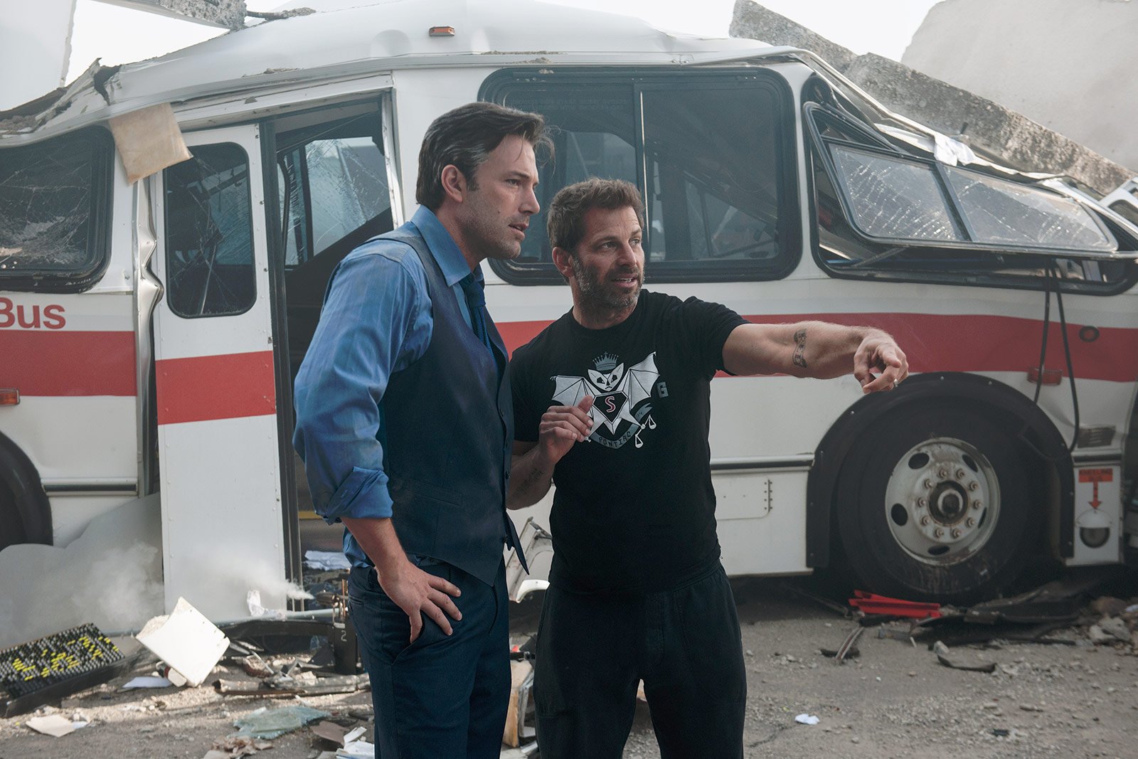 Ben Affleck et Zack Snyder sur le tournage de Batman v Superman : L'aube de la Justice