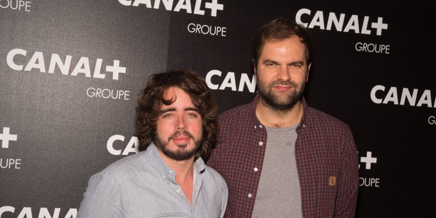 Eric Metzger et Quentin Margot lors de la soirée des animateurs du Groupe Canal+ au Manko à Paris le 3 février 2016.
