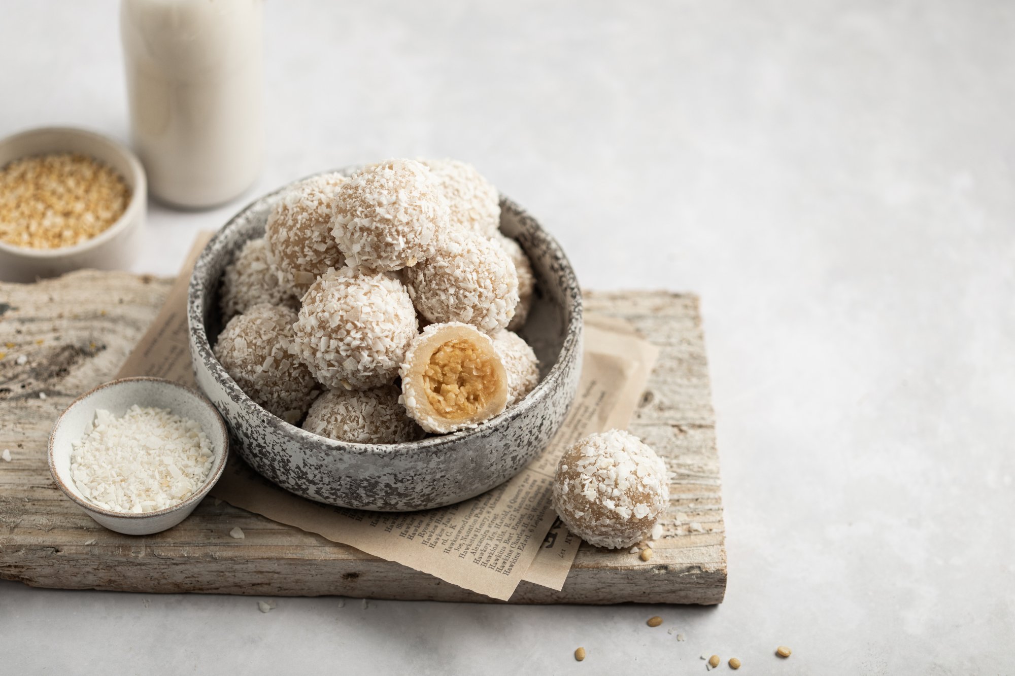 Perles de coco à la farine de riz gluant : Recette de Perles de coco à la  farine de riz gluant