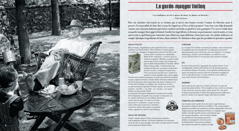 "Le Parrain : le livre de cuisine de la Famille Corleone" (Éditions Panini Books)