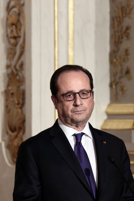 François Hollande lors d'une conférence de presse avec le président du Sénégal Macky Sall à l'Elysée, le 20 décembre 2016.