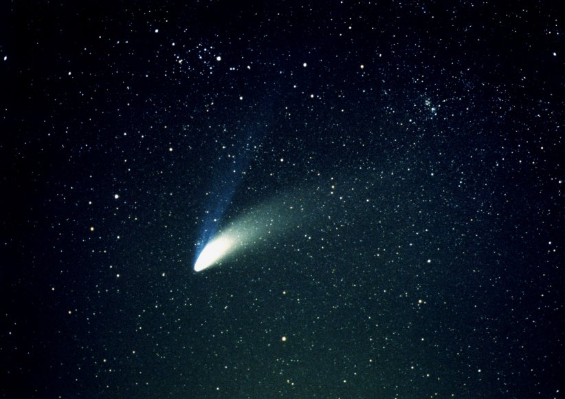 La comète possède une traînée de gaz et de poussière qui peut prendre la forme d'une queue lumineuse.