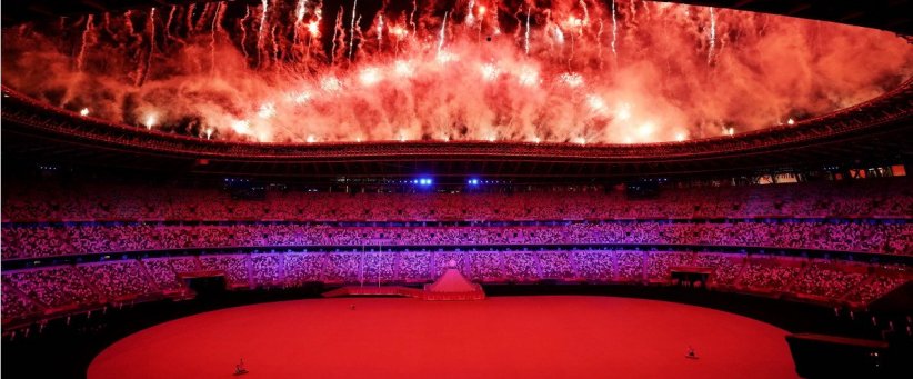Le feu d'artifice olympique vu de l'intérieur du stade