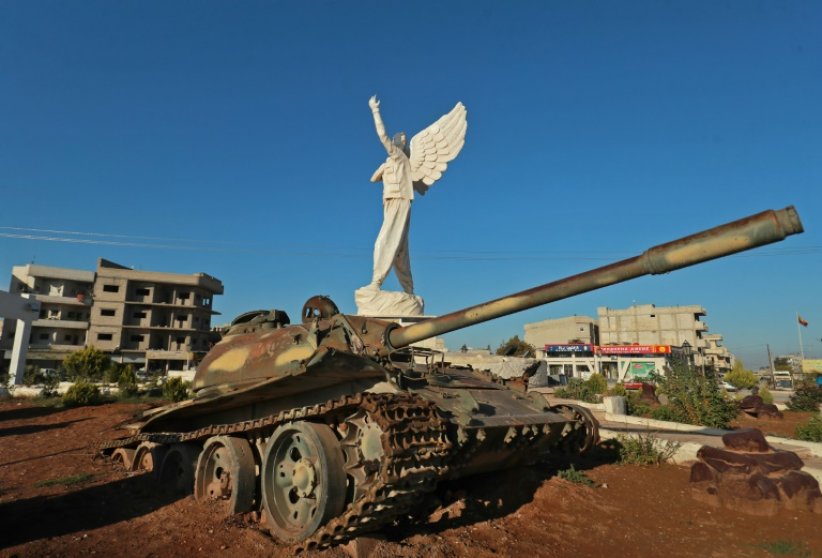 La place de la &quot;Femme libre&quot; dans la ville kurde syrienne de Kobané, aussi appelée Ayn al-Arab, le 20 novembre 2022